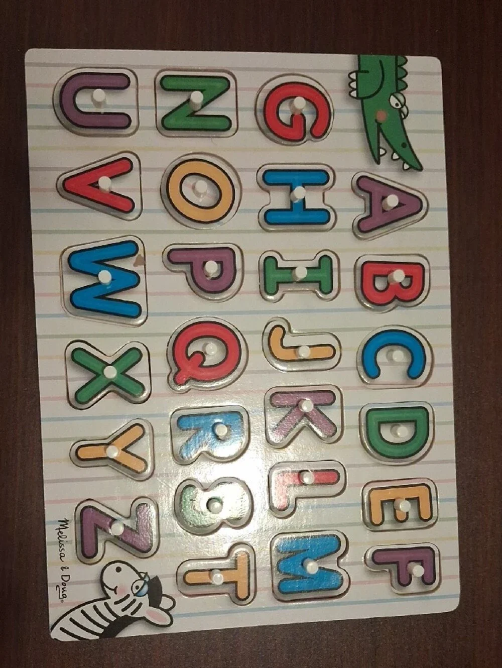 Melissa & Doug Bright Numbers Peg Puzzle -& Alphabet Puzzles